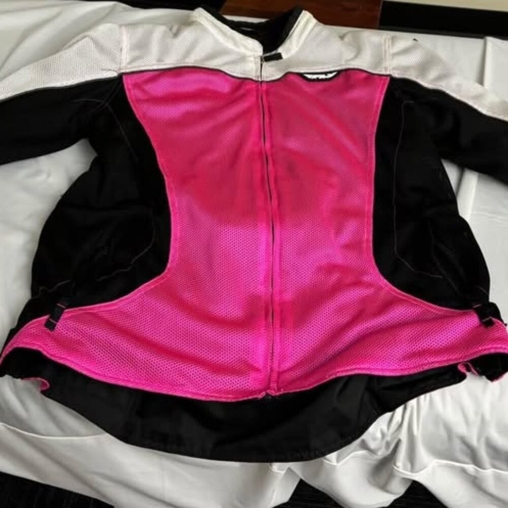 Hot pink high visibility armored motorcycle biker jacket summer mesh 3x